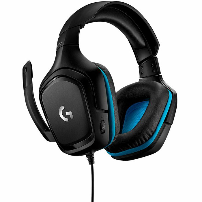 LOGITECH G432 Wired Gaming Headset - 7.1 Surround Sound - LEATHERETTE - BLACK/BLUE - USB