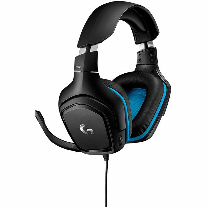 LOGITECH G432 Wired Gaming Headset - 7.1 Surround Sound - LEATHERETTE - BLACK/BLUE - USB