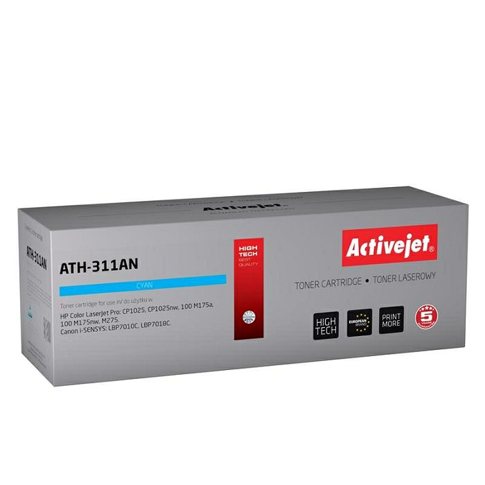 Activejet cyan toner HP CE311A. Canon CRG-729C