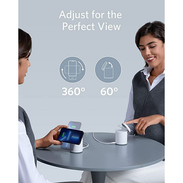 Anchor wireless magsafe twostage charger with tilt white