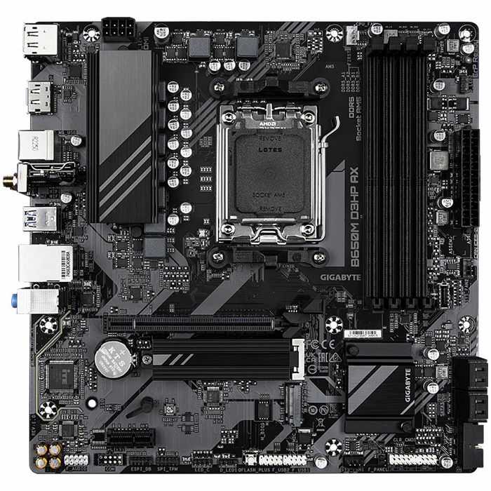 GIGABYTE B650M D3HP AX (AM5, 4xDDR5, 1xHDMI, 2xDP, 2.5GbE LAN, Wi-Fi 6E 802.11ax, mATX, Retail)