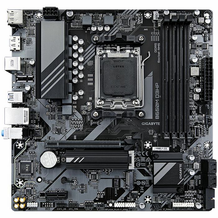 GIGABYTE Mainboard Desktop B650M D3HP (AM5, 4xDDR5, 1xHDMI, 2xDP, 2.5GbE LAN, mATX, Retail)