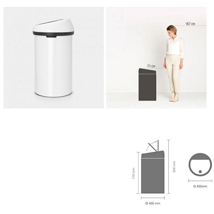 Brabantia touch basket white 108686