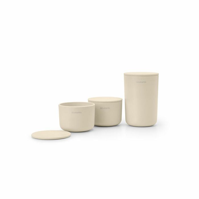 Brabantia set of 3 pots for the bathroom, beige