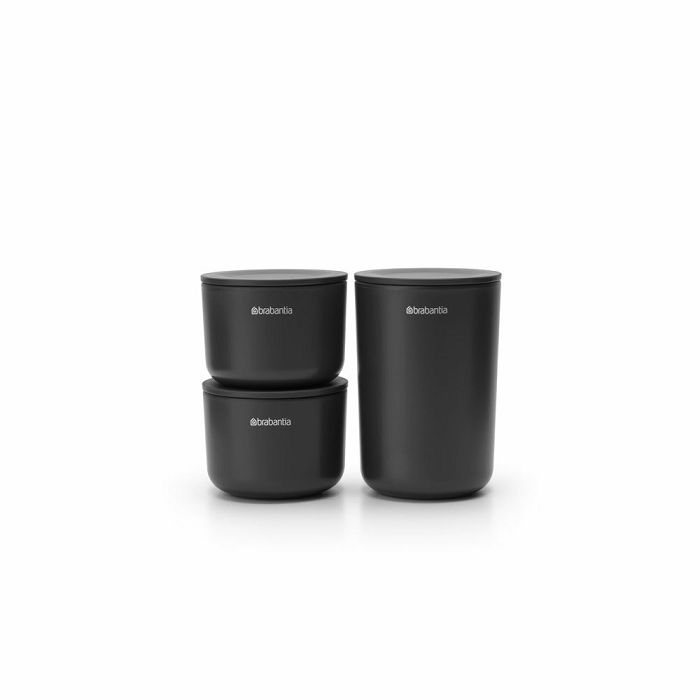 Brabantia set of 3 pots for the bathroom, gray