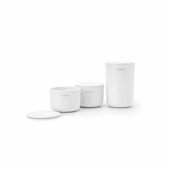Brabantia set of 3 pots for the bathroom, white