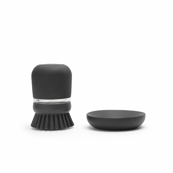 Brabantia dish brush with soap dispenser, dark gray