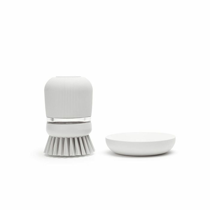 Brabantia dish brush with soap dispenser, light gray