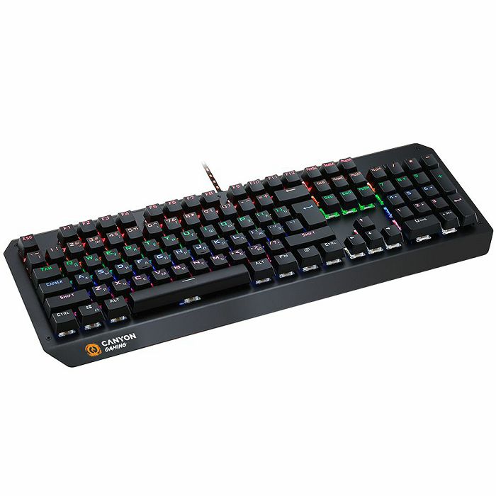 CANYON Wired multimedia gaming keyboard with lighting effect, 108pcs rainbow LED, Numbers 104keys, EN double injection layout, cable length 1.8M