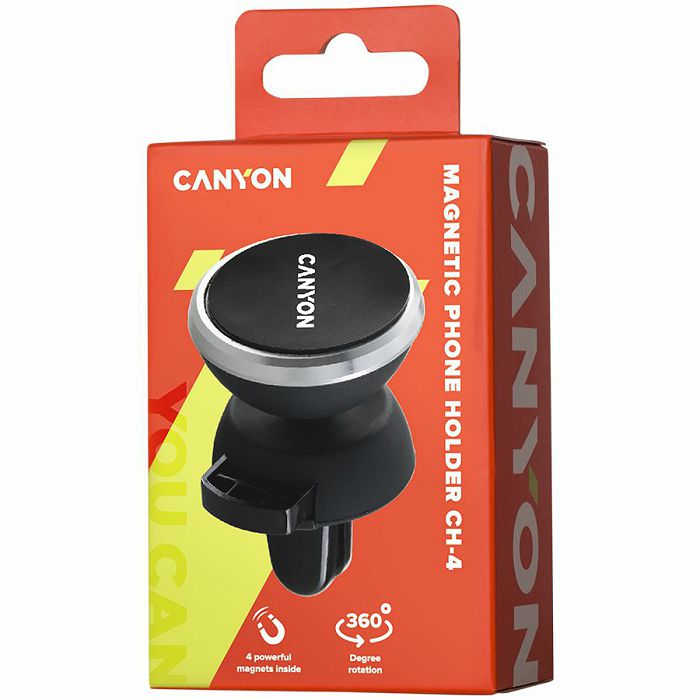 Canyon CH-4 Car Holder for Smartphones,magnetic suction function ,with 2 plates(rectangle/circle), black ,40*35*50mm 0.033kg