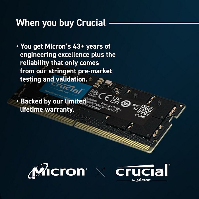 Crucial 32GB DDR5-4800 SODIMM PC5-38400 CL40, 1.1V