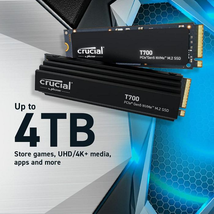 Crucial T700 4TB PCIe Gen5 NVMe M.2 SSD with cooling