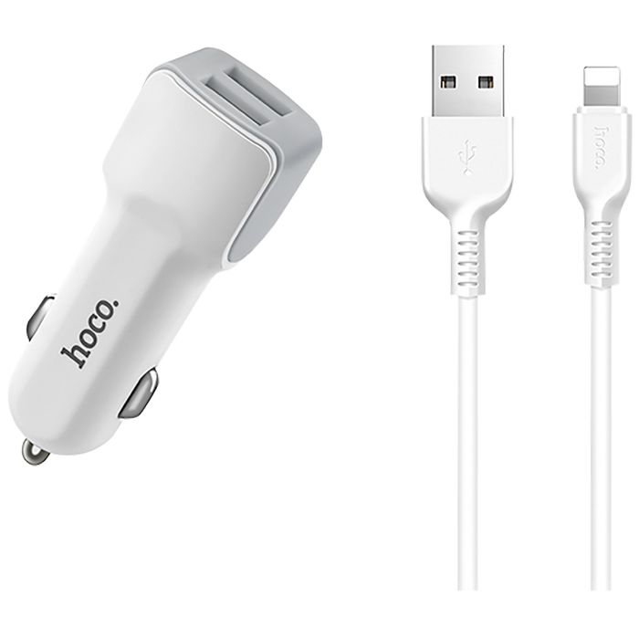 hoco. Auto punjač sa Lightning kabelom, 2 x USB, 5 V/2.4 A - Z23 Grand Style set, Lightning