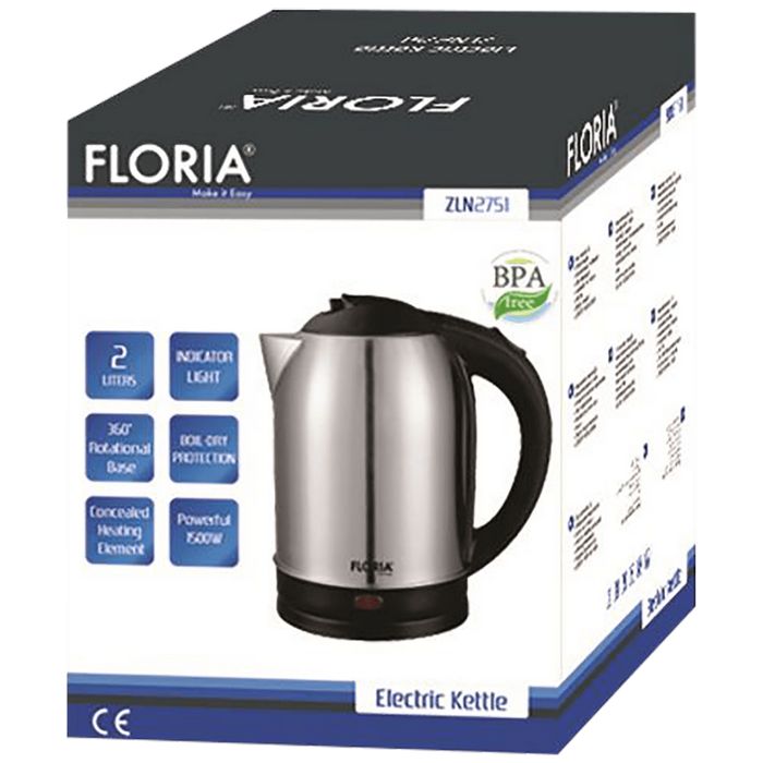 Floria Kuhalo za vodu, zapremina 2.0 l, 1500 W, INOX - ZLN2751