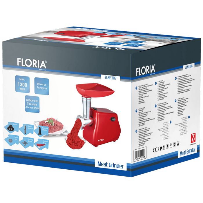 Floria Mašina za mljevenje mesa, snaga 1300 W, crvena - ZLN2387 (ZLN2386/RD)