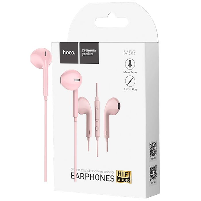 hoco. Slušalice sa mikrofonom, 3.5 mm, dužina kabela 1.2 met, pink - M55 Memory sound Pink