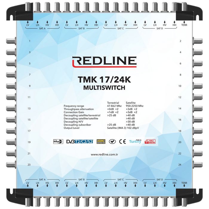 REDLINE Multišalter 4 satelita na 24 utičnice,kaskadni(bez adaptera) - TMK 17/24K