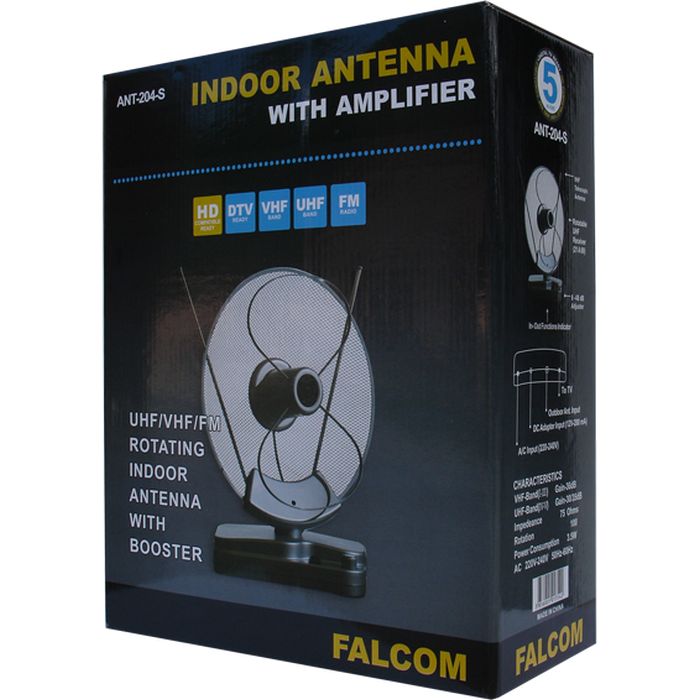 Falcom Antena sobna sa pojačalom, UHF/VHF, srebrna - ANT-204S