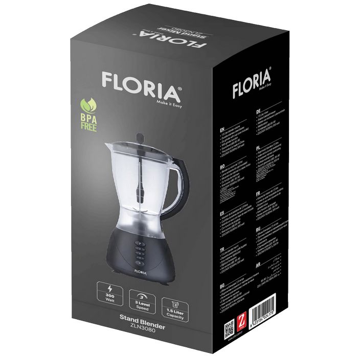 Floria Blender,  zapremina 1.5 lit, 300 W, crna - ZLN3080