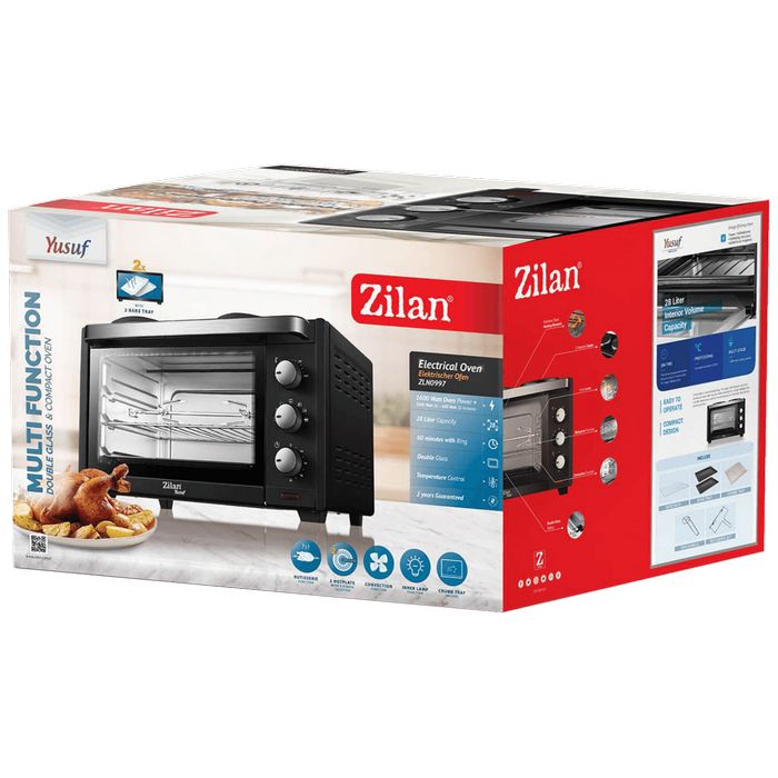 Zilan Mini pećnica sa grilom + ventilator,  28 l, 3200 W, crna - ZLN0997