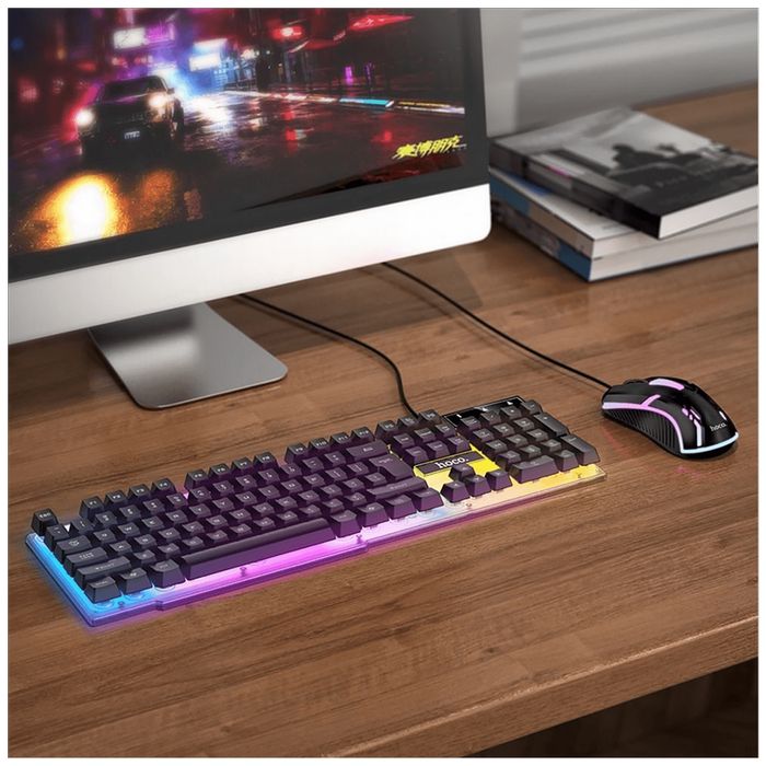 hoco. Tipkovnica+miš, gaming set, RGB osvjetljenje, USB - GM11