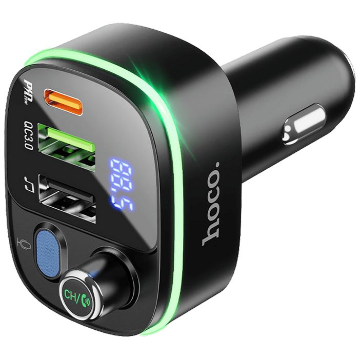 hoco. FM modulator, E62,Bluetooth,12/24 V,2xUSB, 1xUSB-C,PD20W - E62 Fast