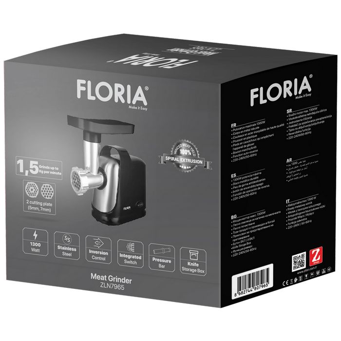 Floria Mašina za mljevenje mesa, snaga 1300 W - ZLN7965