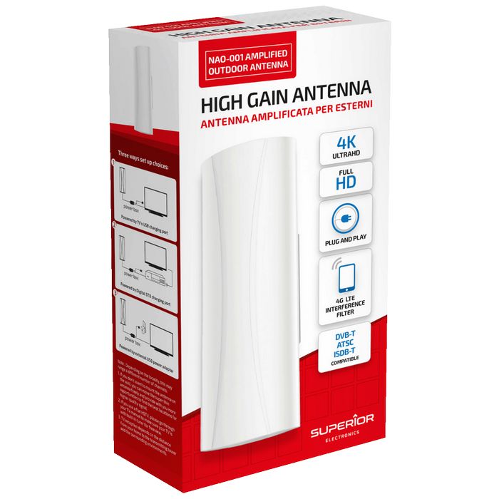 Superior Antena sa pojačalom, HD/Full HD/Ultra HD DVB-T2, outdoor - NAO001