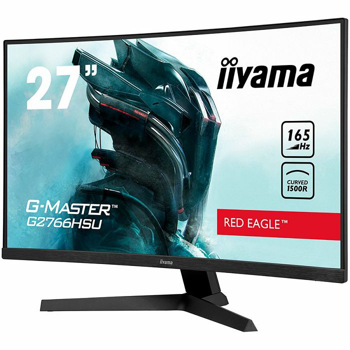 iiyama 27" G2766HSU-B1, Full HD 1920x1080, 16:9, 250 cd/m², 165Hz refresh rate, 1 ms, curved VA panel, FreeSync, DisplayPort x 1 (v.1.4), HDMI x 2 (v.2.0), Headphone, EAN: 4948570118861