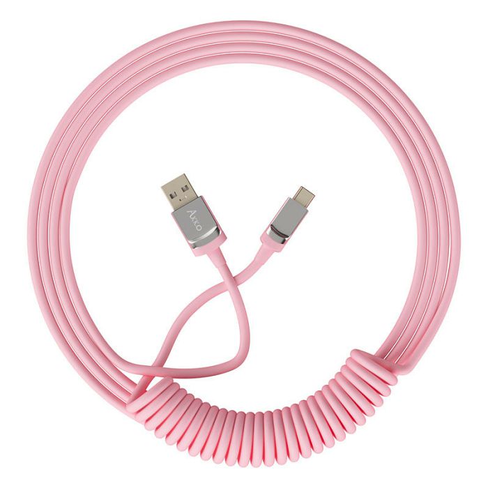 AKKO Coiled Cable, USB-C auf USB-A - pink 6925758615266