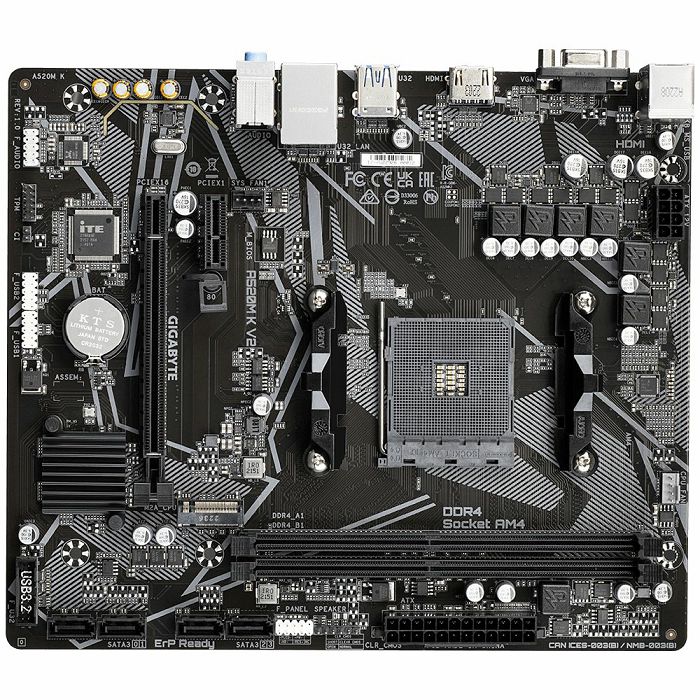 GIGABYTE A520M K V2, DDR4, SATA3, USB3.2Gen1, HDMI, AM4 mATX