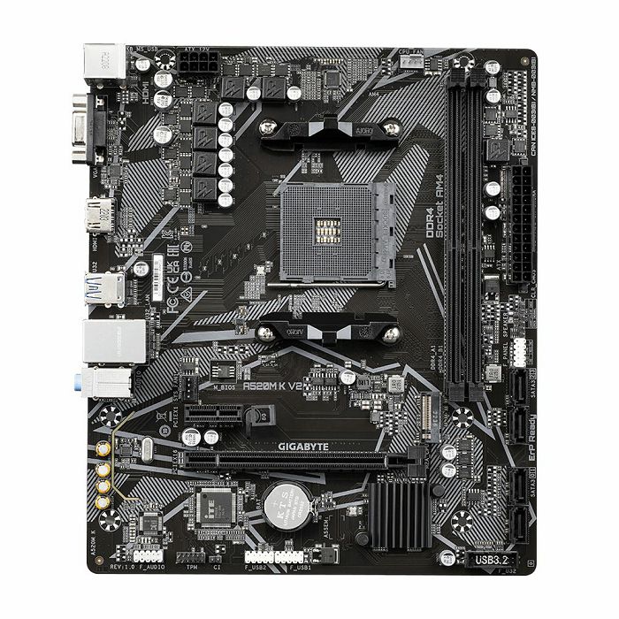 GIGABYTE A520M K V2, DDR4, SATA3, USB3.2Gen1, HDMI, AM4 mATX