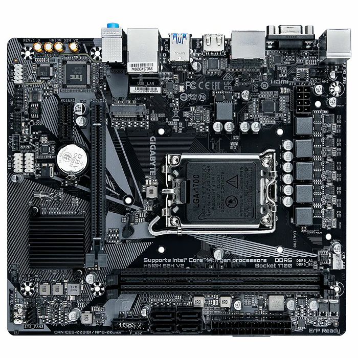 GIGABYTE H610M S2H V2, DDR5, SATA3, DP, USB3.2Gen1, LGA1700 mATX