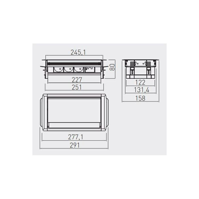 GTV built-in socket for offices 3x 230V + 2x USB