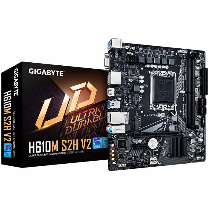 GIGABYTE MB H610 (LGA 1700), 2x DDR5 up to 64GB, 1x PCI-Ex16x16, 1x PCI-Ex1, 4x SATA, 1x M.2, 4x USB 3.2 Gen1, 4x USB 2.0/1.1, internal 4x USB 2.0/1.1, 1x HDMI 2.0, 1x DP, Realtek GbE LAN 1Gbps/100Mbp