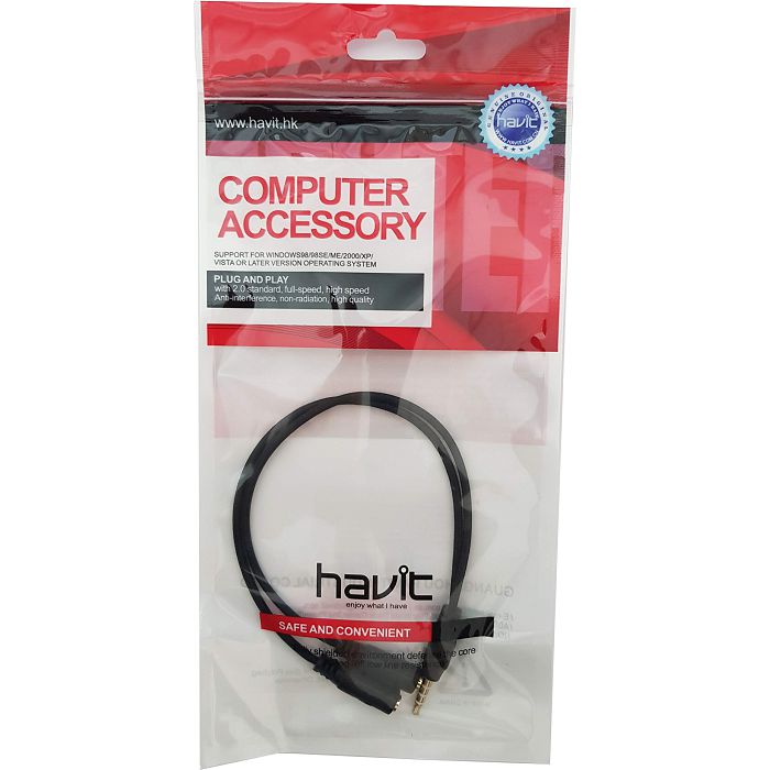 HAVIT adapter 3.5mm (M) to 2x 3.5mm (W - microphone + headphones)