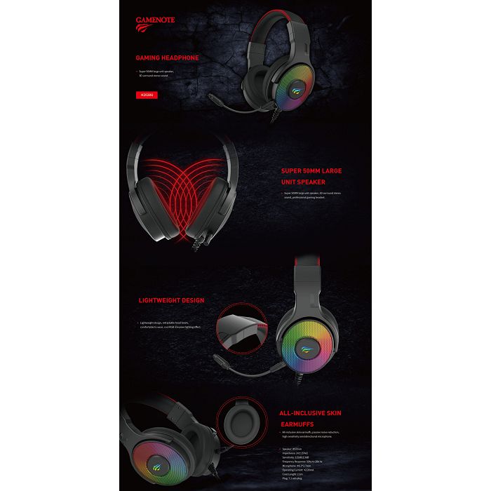 HAVIT Gamenote RGB LED headphones with microphone HV-H2028U