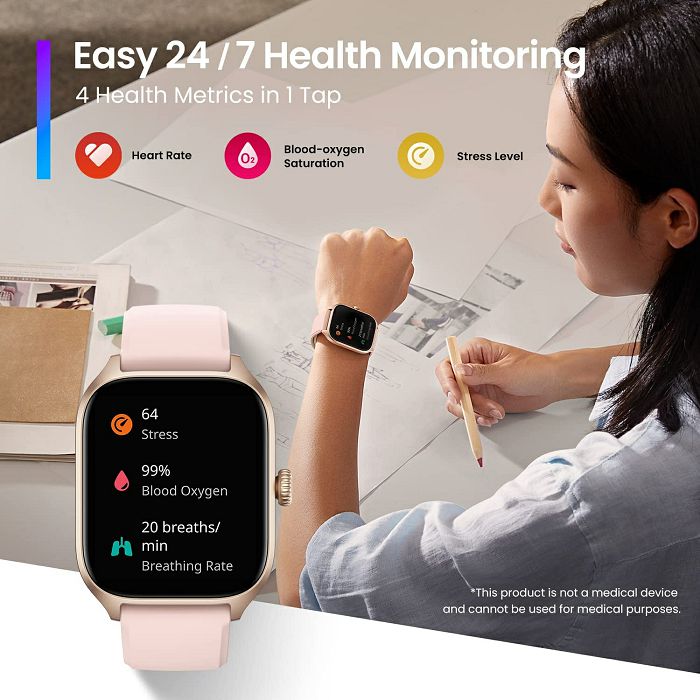 Amazfit GTS4 smart watch, pink