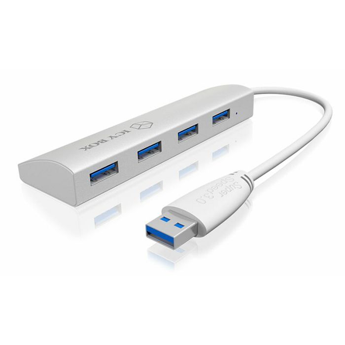 Icybox 4 port USB 3.0 expansion hub, aluminum