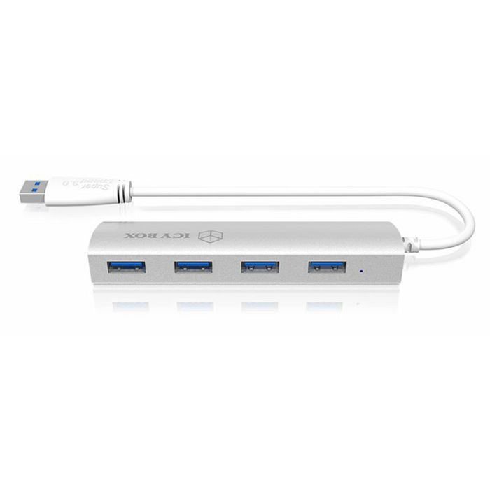 Icybox 4 port USB 3.0 expansion hub, aluminum