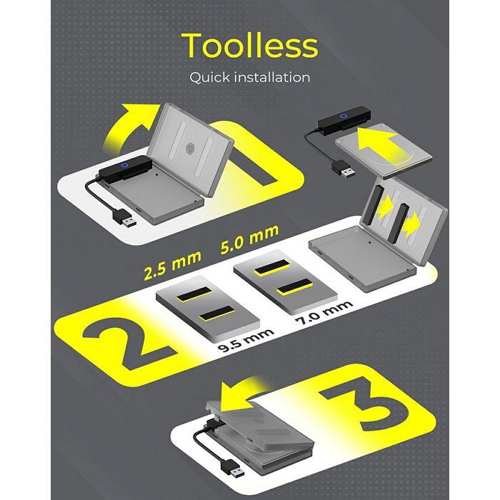 Icybox IB-AC603B-U3 USB 3.2 case/adapter for 2.5" SATA HDD/SSD disk.