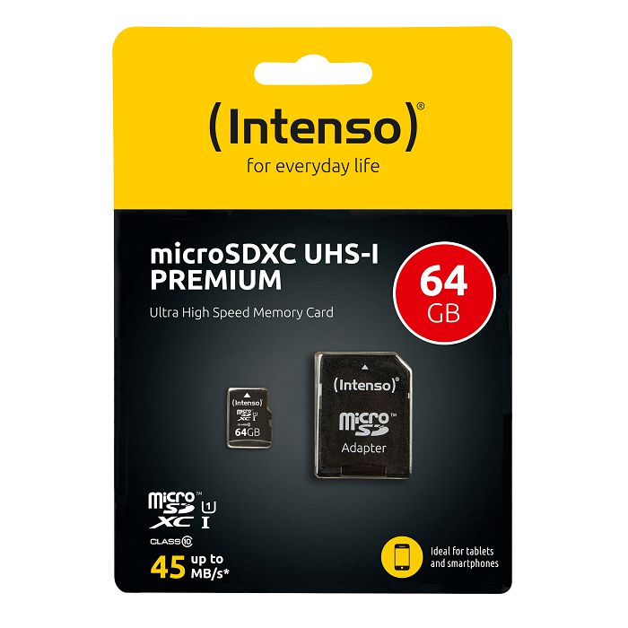 Intenso 64GB microSDXC UHS-I Class 10 Premium memory card