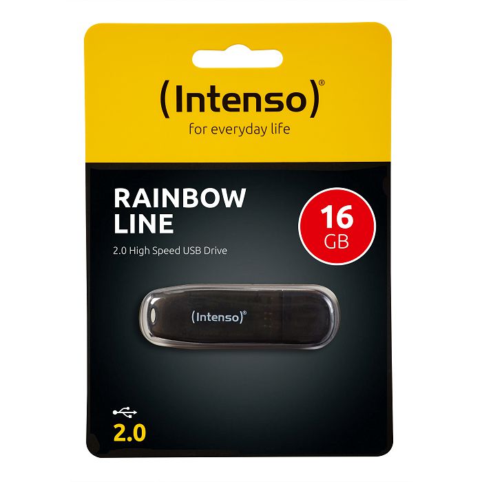 Intenso 16GB Rainbow Line USB 2.0 Memory Stick - Black