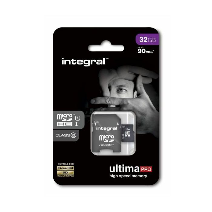 INTEGRAL 32GB MICRO SDHC class10 90MB / s MEMORY CARD + SD ADAPTER