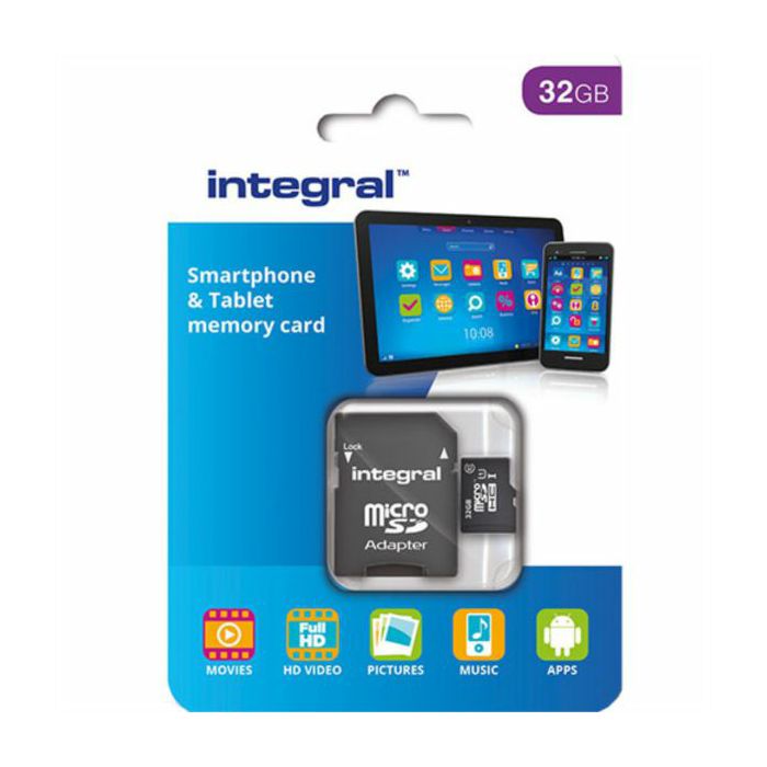 INTEGRAL 32GB SMARTPHONE &amp; TABLET MICRO SDHC class10 UHS-I U1 90MB / s MEMORY CARD + SD ADAPTER