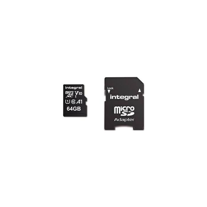 Integral 64GB High Speed microSDHC / XC V10 UHS-I U1 + adapter