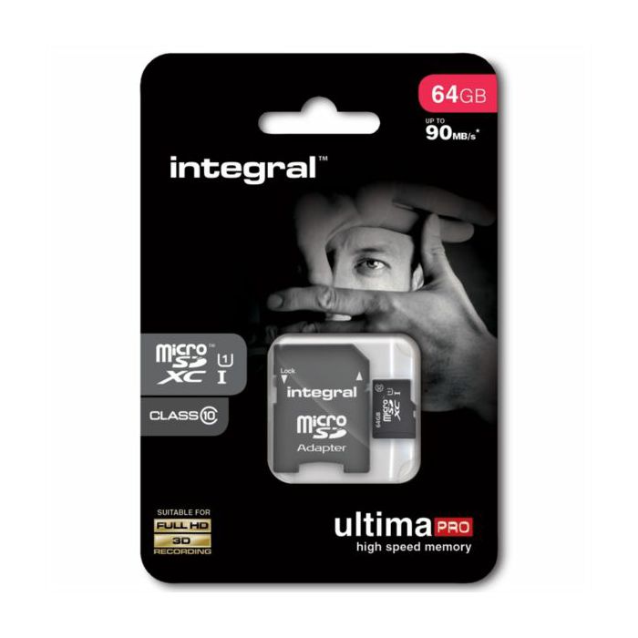 INTEGRAL 64GB MICRO SDXC class10 90MB / s MEMORY CARD + SD ADAPTER