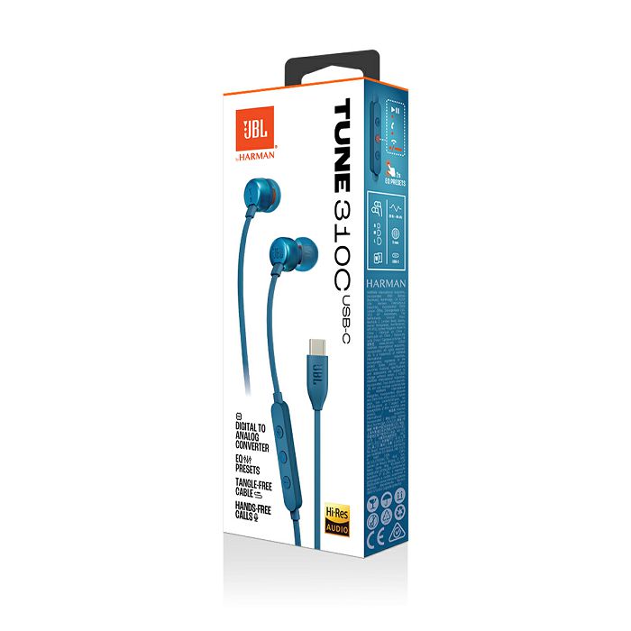 JBL USB-C wired headphones Tune 310C, blue