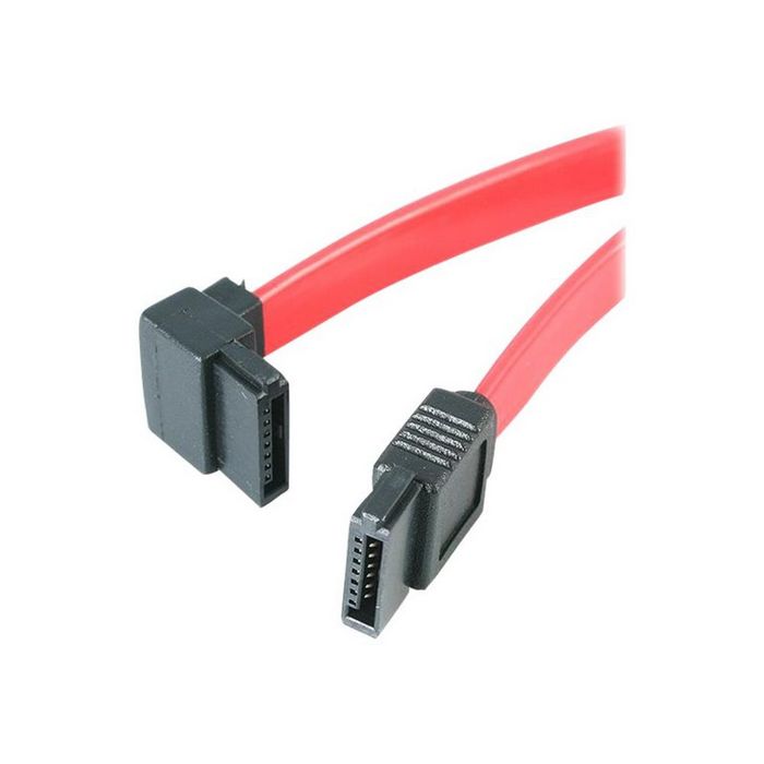 StarTech.com SATA to Left Angle SATA Serial ATA Cable - SATA cable - Serial ATA 150/300/600 - SATA (R) to SATA (R) - 1 ft - left-angled connector - red - SATA12LA1 - SATA cable - 3 - SATA12LA1