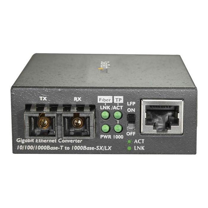 StarTech.com Singlemode (SM) SC Fiber Media Converter for 10/100/1000 Network - 10km - Gigabit Ethernet - 1310nm - w/ Auto Negotiation (MCMGBSCSM10) - fiber media converter - 10Mb  - MCMGBSCSM10
